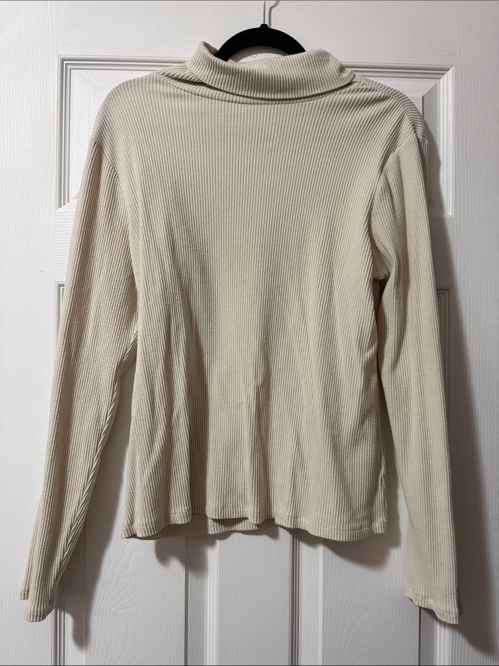 Cream Ribbed Turtleneck Sweater - Women's Long Sleeve